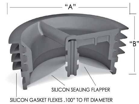 SILICON SEALING FLAPPER | SILICON GASKET FLEXES .100 inch TO FIT DIAMETER